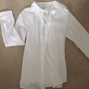 Womens slim fit white button down